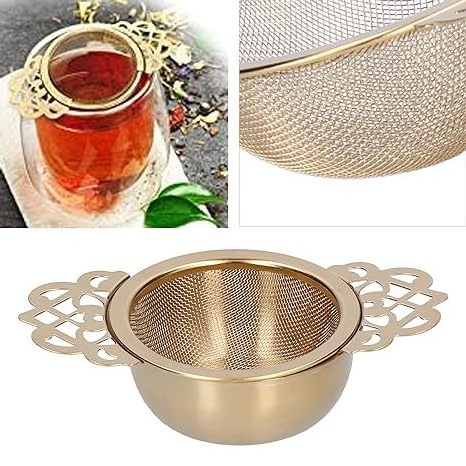 Indian Manufacture Handcrafted Woven Brass Loose Leaf Infuser Tea Strainer with Gold Finished for Tea & Coffee  Strainer