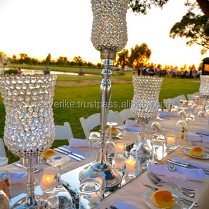 Crystal Tall wedding tabletop centerpiece Elegance metal candle holder for Home tableware Hurricanes Candle Stand