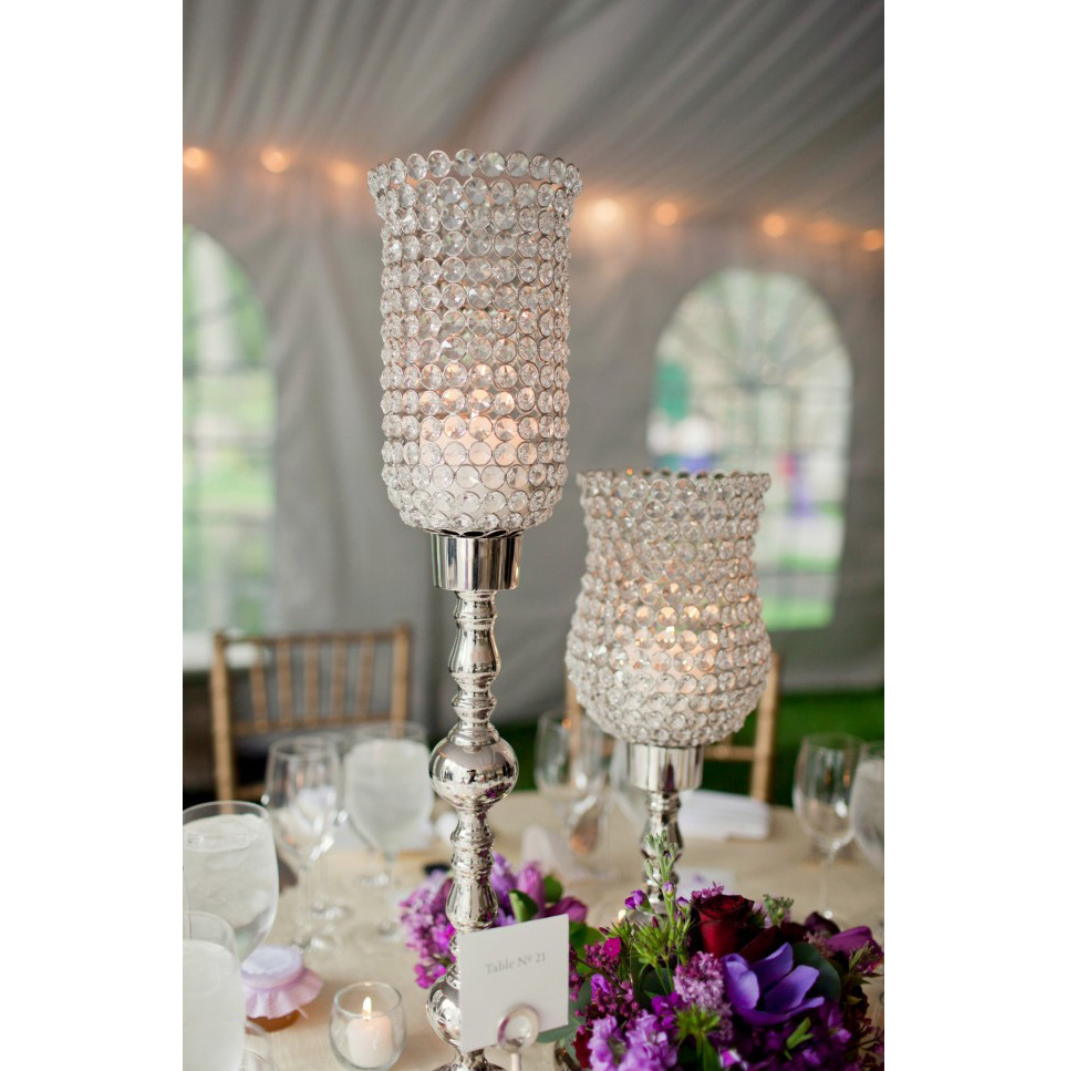 Crystal Tall wedding tabletop centerpiece Elegance metal candle holder for Home tableware Hurricanes Candle Stand