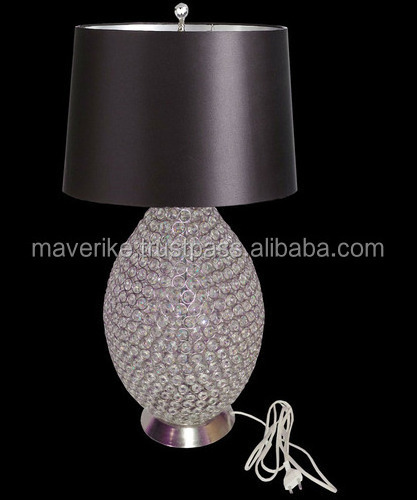 Fancy Design Beaded Ball Table Lamp For Bedside Desk Nightstand Lamp Antique Crystal Lamp For Living Room Decor