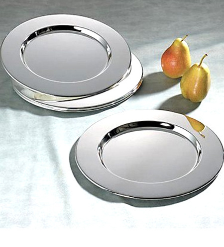 Steel Silver Charger Plate Plate Dish Round Stainless Steel Metal Sustainable Dinnerware Dishware Safe For Charger Dishes Plate