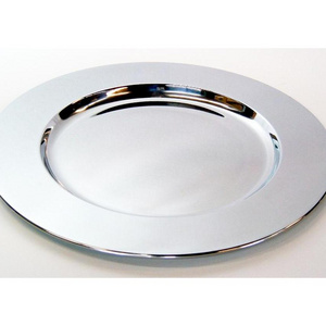 Steel Silver Charger Plate Plate Dish Round Stainless Steel Metal Sustainable Dinnerware Dishware Safe For Charger Dishes Plate