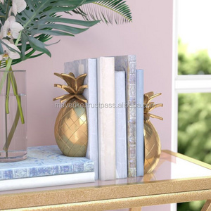 New Decorative Metal Bookends Pineapple Gold Bookends for Heavy Book Accent Library Office Home Shelf Decoration