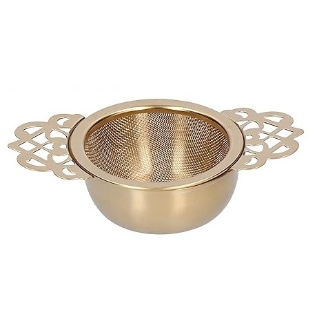 Indian Manufacture Handcrafted Woven Brass Loose Leaf Infuser Tea Strainer with Gold Finished for Tea & Coffee  Strainer