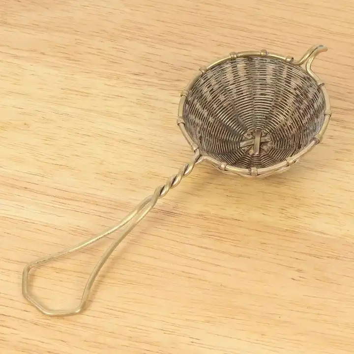 Indian Manufacturer Handcrafted Woven Metal Tea Strainer with Rustic Gold Finished for Loose Tea Home and Kitchen