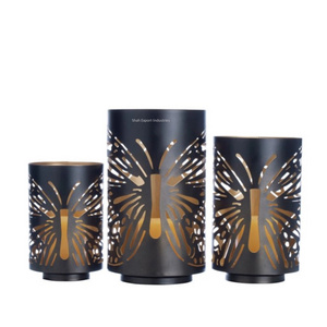 Butterfly Design High Quality Metal Votive Candle Holders Black Color For Home And Wedding Decor Candle Jar