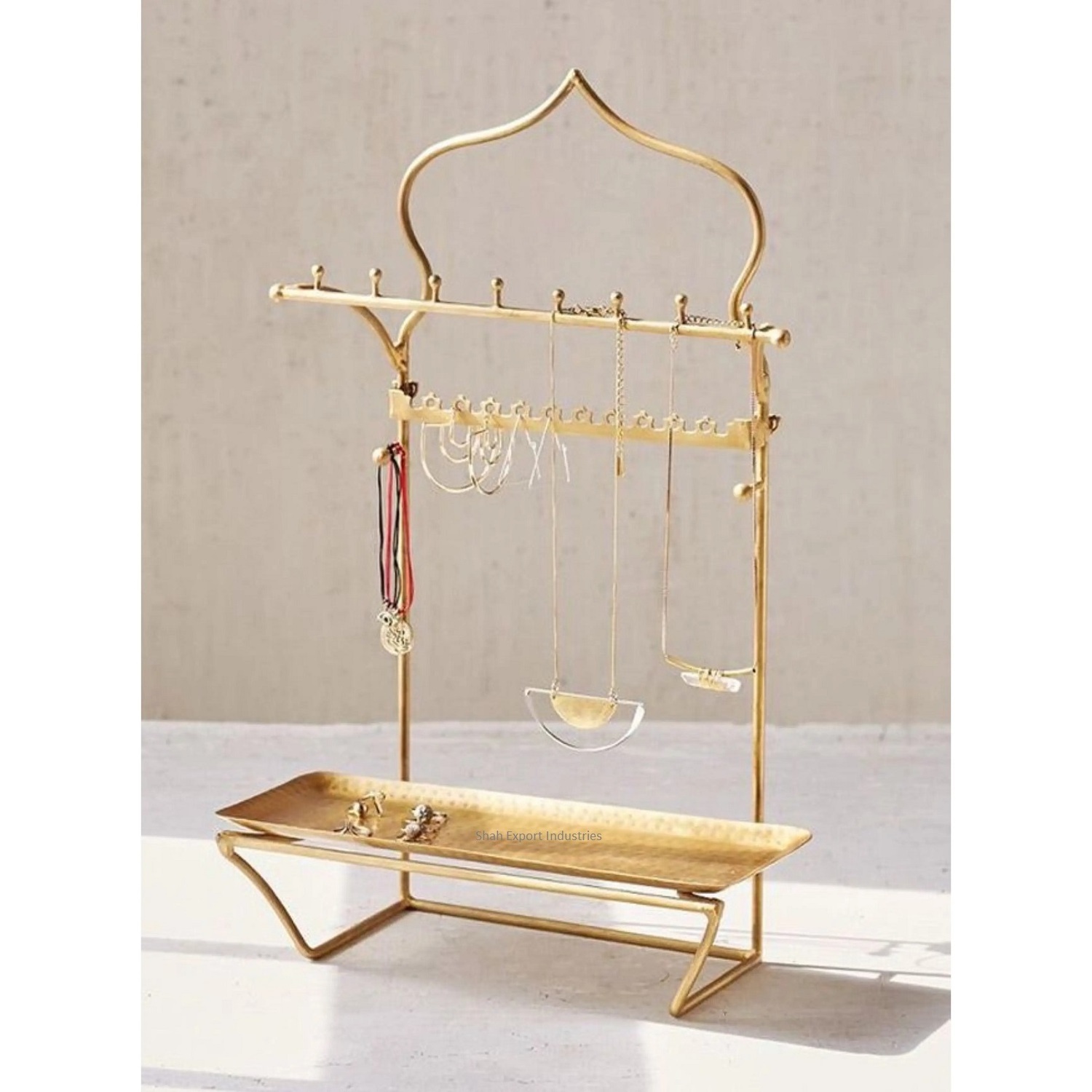 Newest Design Multi Purpose Metal Gold Jewelry Stand for Table Top & Hanging Jewelry Organizer and Hanger