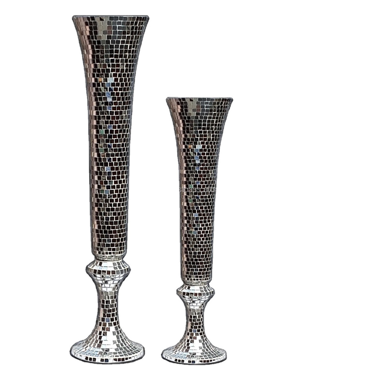 Glass Mosaic Silver Vase Tabletop Vase Aluminium CLASSIC Vases Set of 3 Pcs Decoration