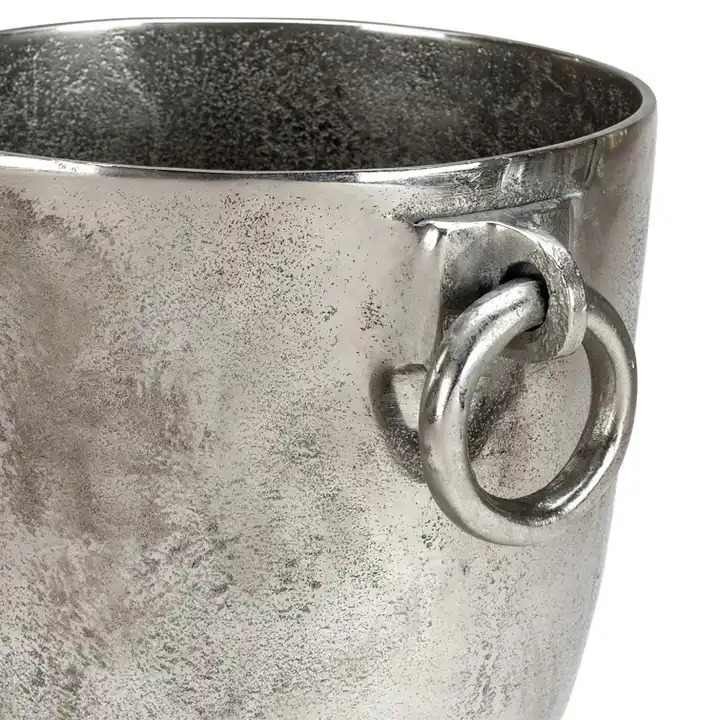 Unique Designing Wine Chiller Aluminum Silver Finished High Quality Champagne Metal Ice Bucket With Handle & Footed Base