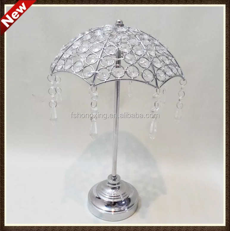 Silver sparkling Wedding Metal Crystal Table Decoration Umbrella Candle Holder centerpieces Decorated for Wedding Decoration