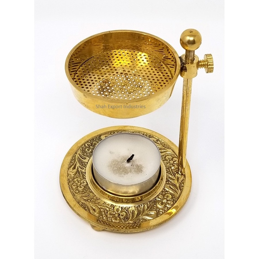 Fancy Design Arabic Brass Fragrance oil Diffused Incense resin burner Charcoal burner with adjustable bowl