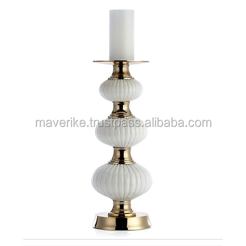 New style Harriet Candle Holder Wood & Metal Silver Home Decoration Tableware Candle Stand For Christmas & Wedding