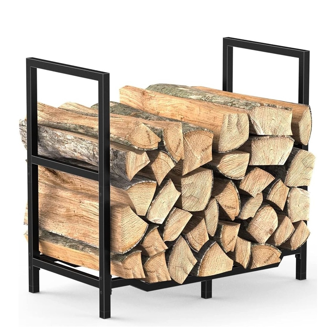 Stylish Fireplace Log Holder Outdoor & Indoor Metal Wood Carrier Storage Stand Fire Log Holder Firewood Rack