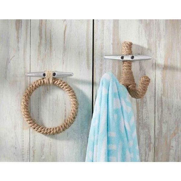 Jute Wrapped Metal Rustic Wall Hook Wall Mounted coat Hood Entry Way hat Hooks Home Decorative Wall Hooks