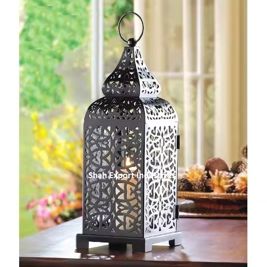 Modern Design Metal & Glass Tall Candle Lantern Gold Finished For Indoor & Outdoor Decor Handmade Hanging Lantern