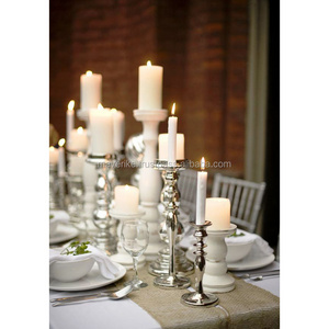 Silver Wedding Tabletop Decorative Candle Stand metal pillar candle holder for Living Room Table decor centerpiece