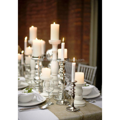 Silver Wedding Tabletop Decorative Candle Stand metal pillar candle holder for Living Room Table decor centerpiece