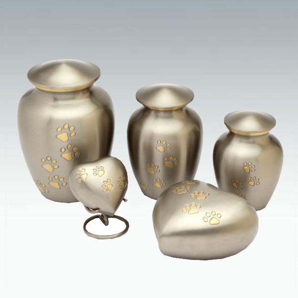 Paw Pet Print Copper antique Brass Cremation Urn for both Men & Women Funeral With Threaded Lid Handcrafted decoration