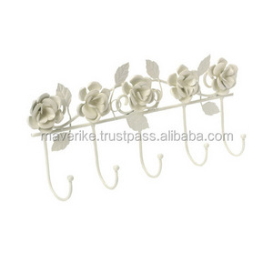 Metal rose flower Wall Hooks Wall Mounted Durable Handmade Decorative Hook For Scarf Bag Towel Hat & key hook