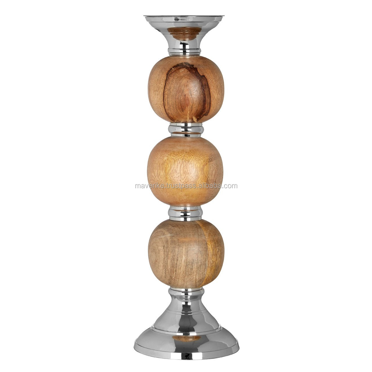 New style Harriet Candle Holder Wood & Metal Silver Home Decoration Tableware Candle Stand For Christmas & Wedding