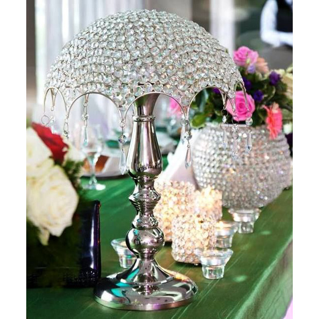 Silver sparkling Wedding Metal Crystal Table Decoration Umbrella Candle Holder centerpieces Decorated for Wedding Decoration