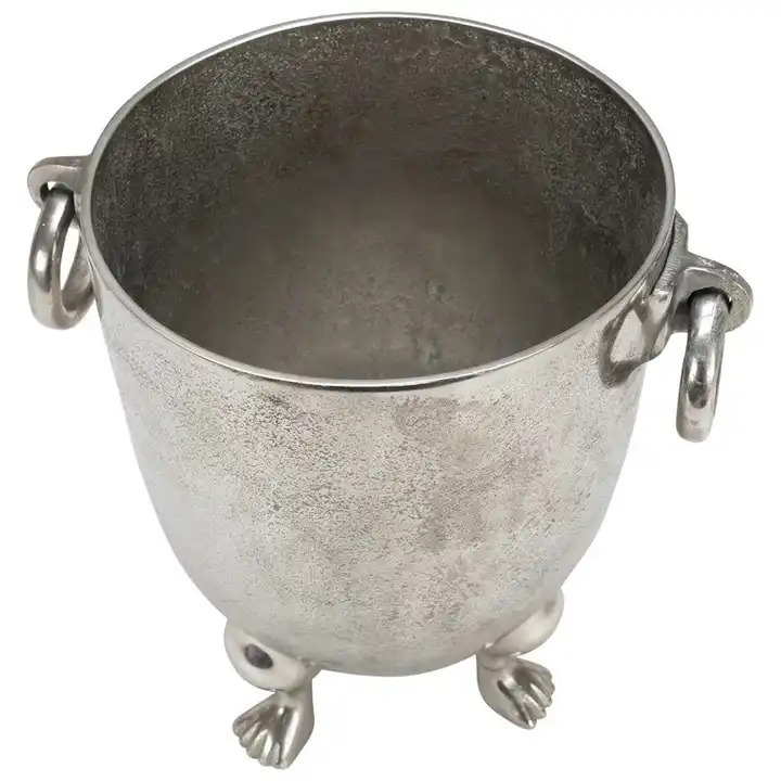 Unique Designing Wine Chiller Aluminum Silver Finished High Quality Champagne Metal Ice Bucket With Handle & Footed Base