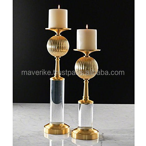 New style Harriet Candle Holder Wood & Metal Silver Home Decoration Tableware Candle Stand For Christmas & Wedding