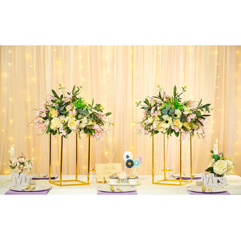 Gold Metal Flower Stand for Wedding Table Centerpieces Rectangular Flower Stand for Floral Arrangement Decoration