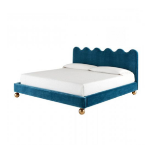 Modern Bedroom Set Headboard Bed Platform Twin Upholstered Bed With Golden Spherical Feet