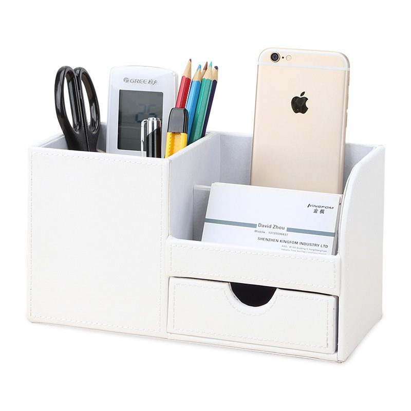 Multifunctional Leather Desktop Holder Storage Box Leather Pen Holder desktop stationery storage box