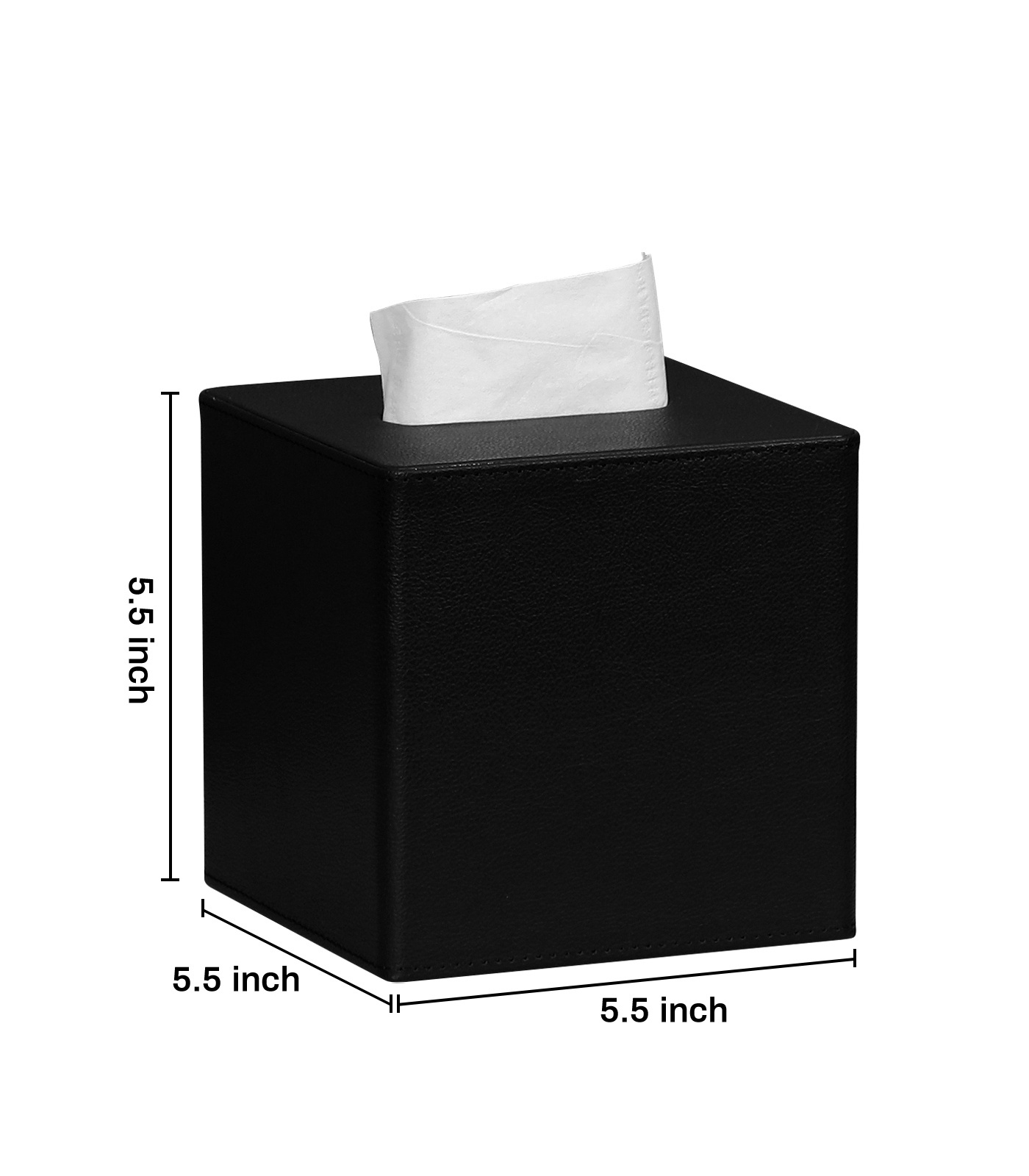 Unique Design Napkins Box Tissue Box Cover Nordic Modern Luxury Tissue Magnetic Bottom Waterproof Leather Lychee Pattern Black