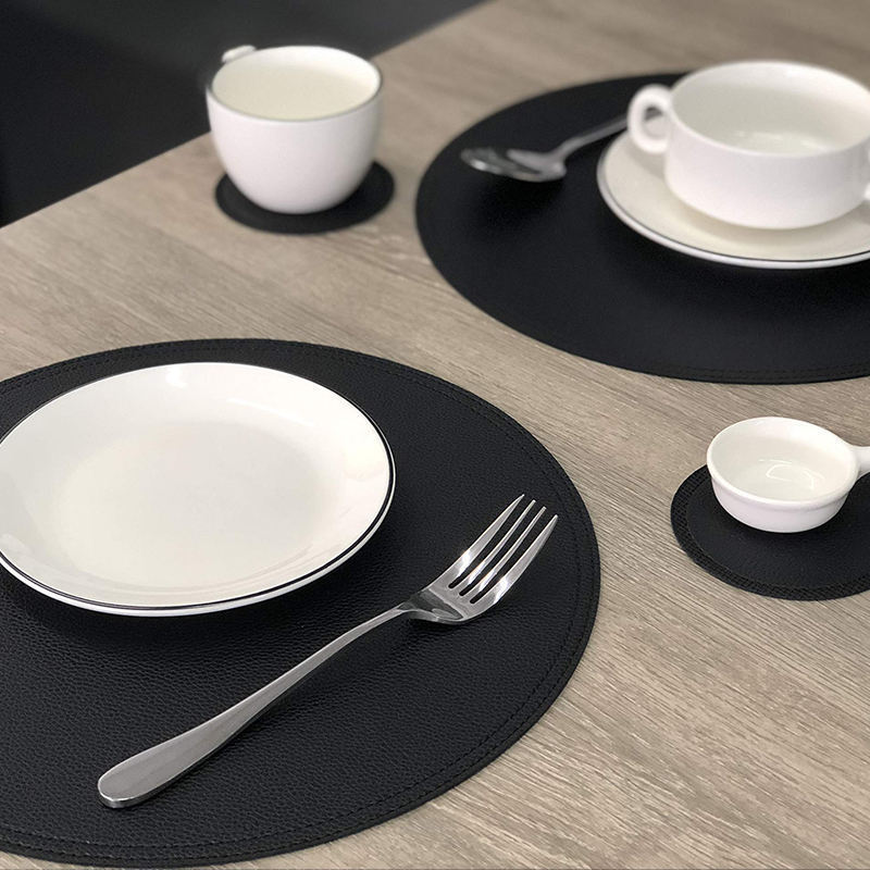 Eco-Friendly Non-Toxic Leather Placemat Sublimation Table Mats Good Quality Round Dining Table Mat Placemats