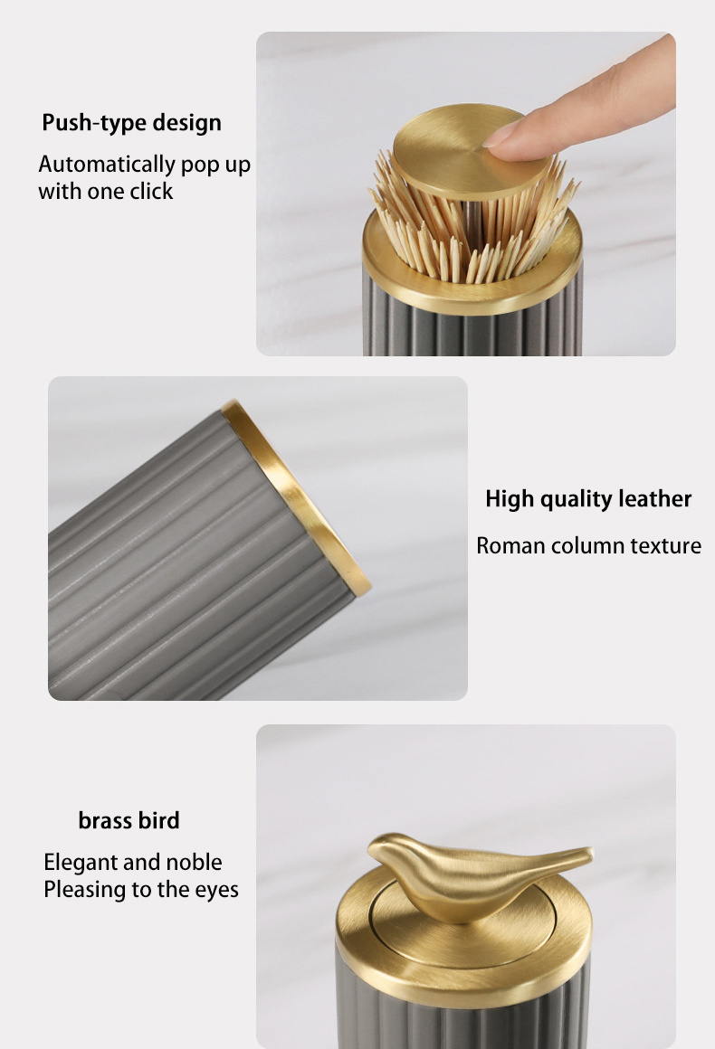 Hot Sale Metal Toothpick Container Dispenser Zinc Alloy Toothpick Dispenser Holders Press Type Toothpick Storage Box