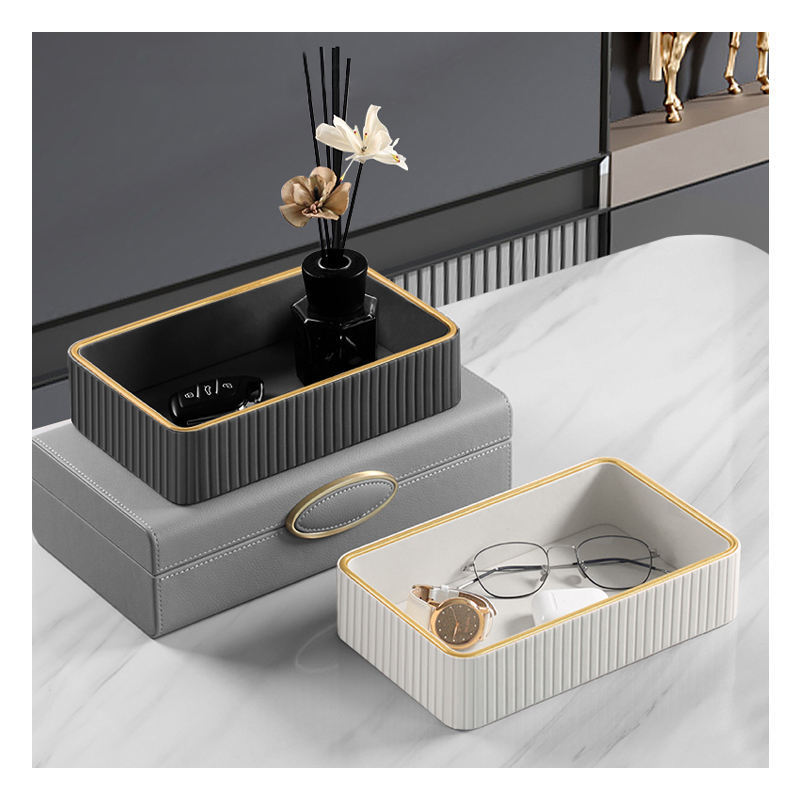 New Arrival Home Living Room Door Entrance Small Object Accessories Storage Tray Decor Desktop Cosmetic Key Leather Tray Storage