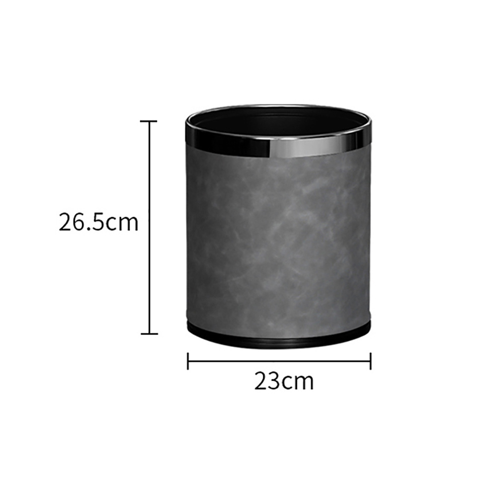 Guangdong Custom Metal Double Layer Indoor 10 Gallon Trash Can 10L Outdoor Modern Leather Trash Can Luxury Garbage Bin Round