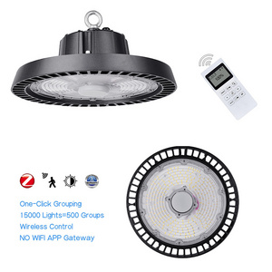 100-200W Smart UFO LED High Bay Light with Motion Sensor 3000K-6500K Garage Light Ceiling Light with Remote Control 26000LM