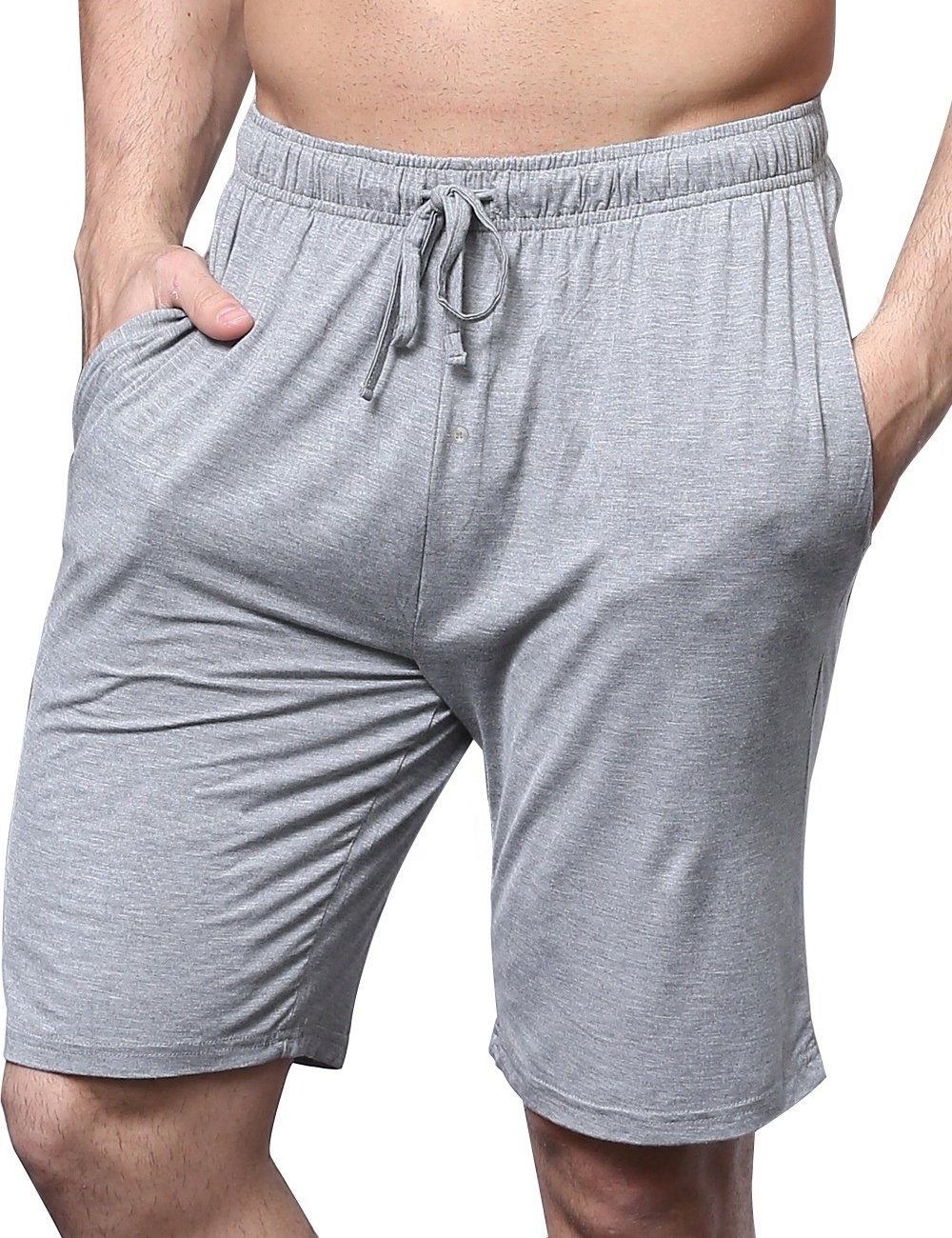 OEM Summer Cotton Bamboo Fibers Knitted Sleep Wear Short Pants Men's Lounge Wear Shorts