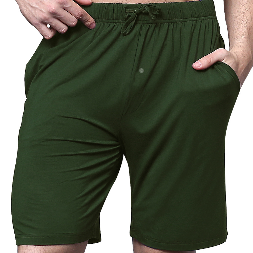 OEM Summer Cotton Bamboo Fibers Knitted Sleep Wear Short Pants Men's Lounge Wear Shorts