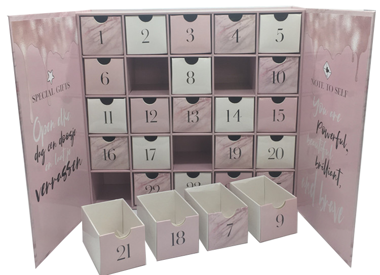 Custom Christmas Beauty Makeup Set Empty Fabric Gift Box 24 25 30 Drawers Cosmetics Advent Calendar