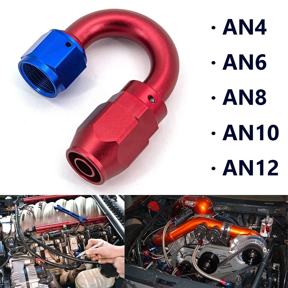 Universal Black And Red AN4 AN6 AN8 AN10 AN12 Aluminum Oil Cooler Swivel Oil Fuel Gas Line Hose Pipe Adapter End AN Fitting