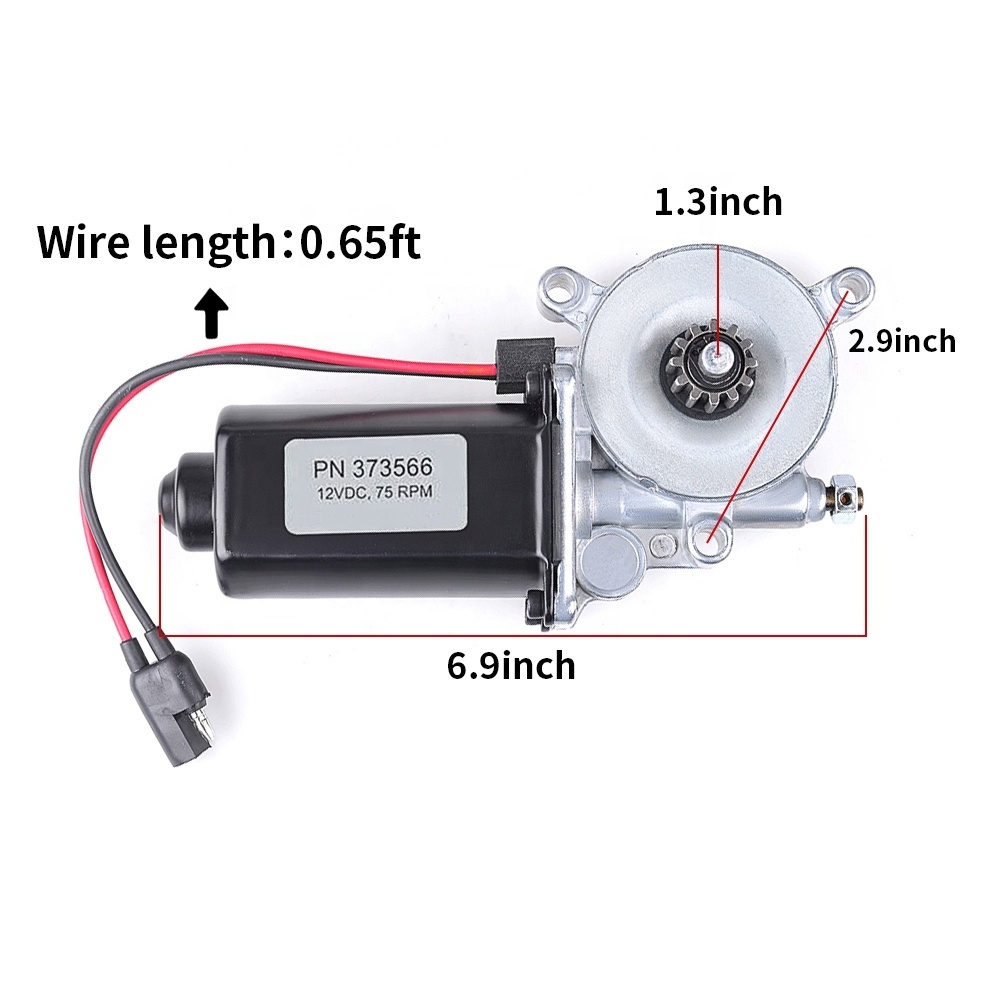 373566 RV Power Awning Replacement Universal Motor 75-RPM 12-Volt DC with Single 2-Way Connector for Solera Power Awnings