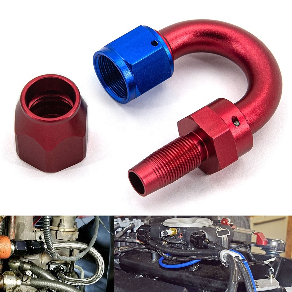 Universal Black And Red AN4 AN6 AN8 AN10 AN12 Aluminum Oil Cooler Swivel Oil Fuel Gas Line Hose Pipe Adapter End AN Fitting