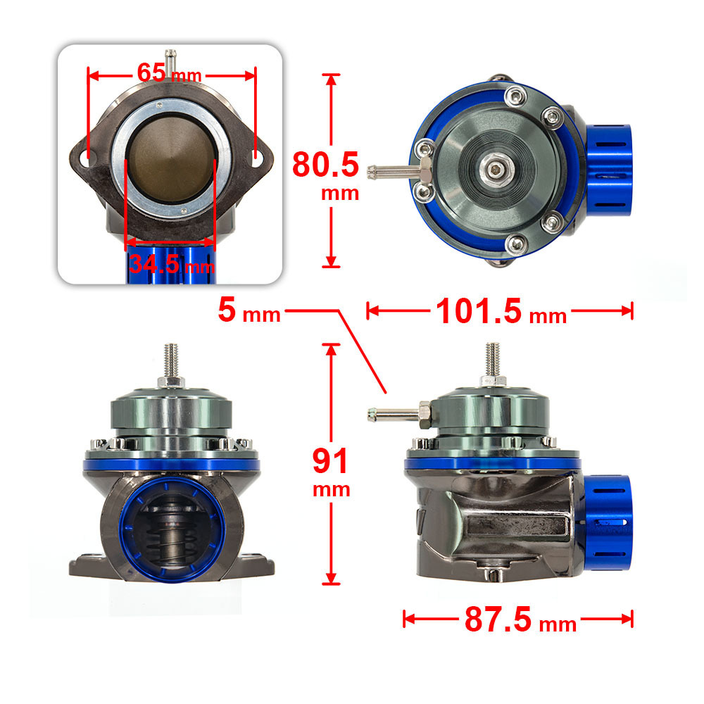 40MM Racing Car GReddi FV Style BOV Float Valve Blow Off Valve Floating Valve Blue Aluminium Anodic Oxidation