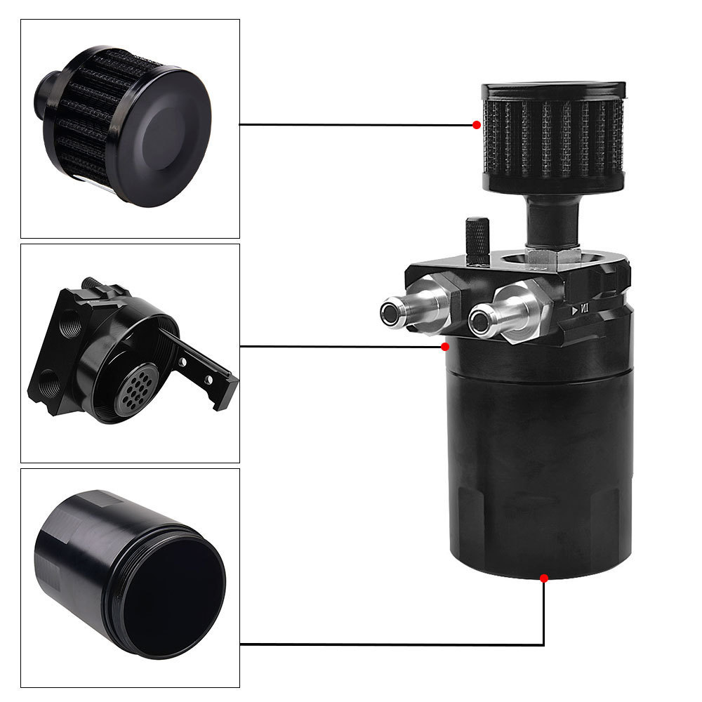 Universal Aluminum 300ML Oil Catch Can Kit Aluminum Oil Trap Reservoir Fuel Catch Tank With Air Filter 10MM 12MM 15MM Fitting