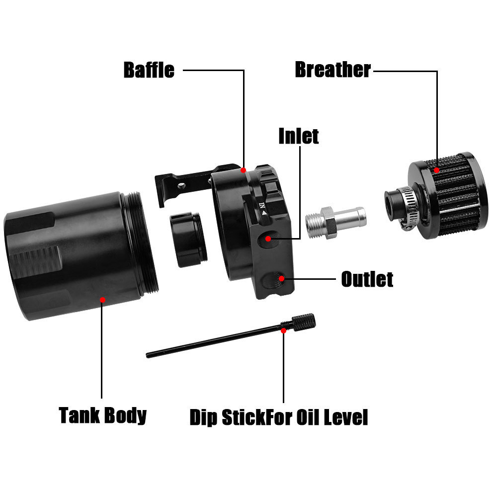 Universal Aluminum 300ML Oil Catch Can Kit Aluminum Oil Trap Reservoir Fuel Catch Tank With Air Filter 10MM 12MM 15MM Fitting