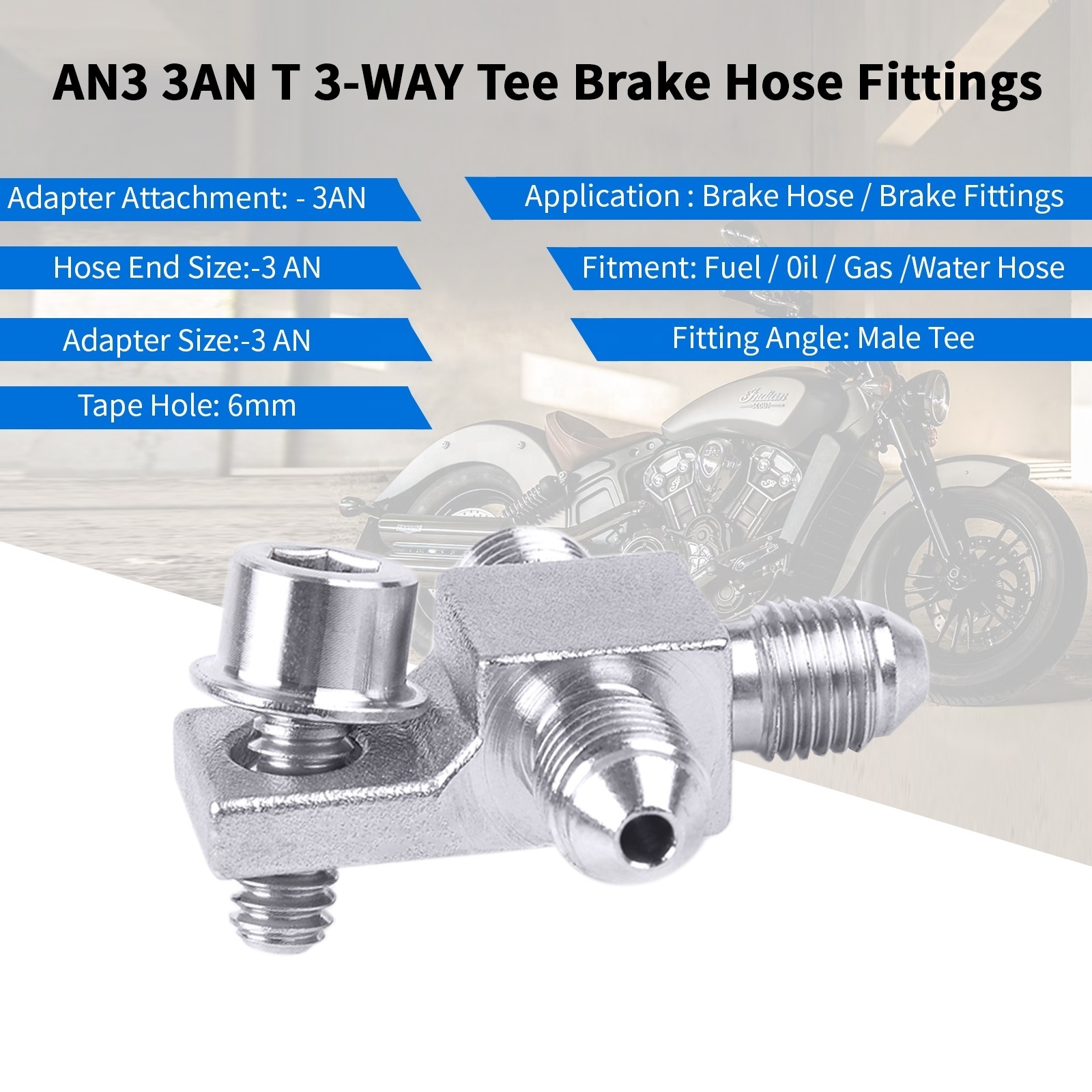 304 Stainless steel 3 way 3an an3 an-3 1/4-20unf thread Tee Block with Mount Tab ptfe brake hose end fitting