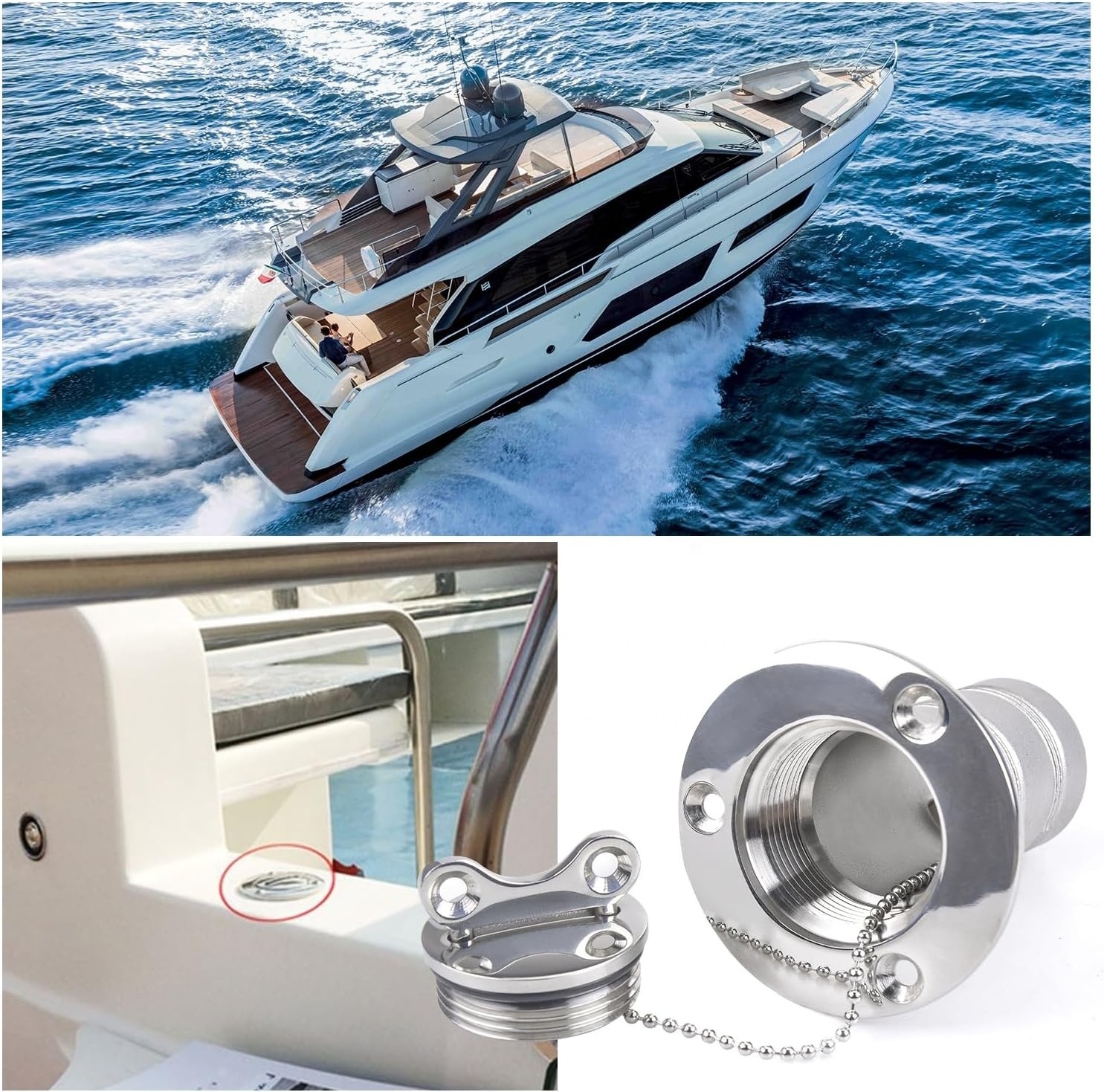 Marine 316 Stainless Steel Hardware Boat Yacht Caravan Water Tank Deck Fill/Filler With Keyless Cap