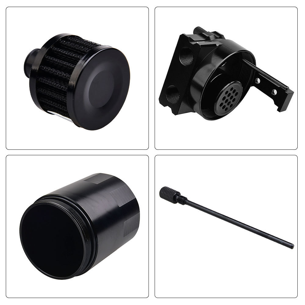 Universal 300ML Oil Catch Can Kit Aluminum Oil Trap Reservoir Fuel Catch Tank With Air Filter 10MM 12MM 15MM Fitting