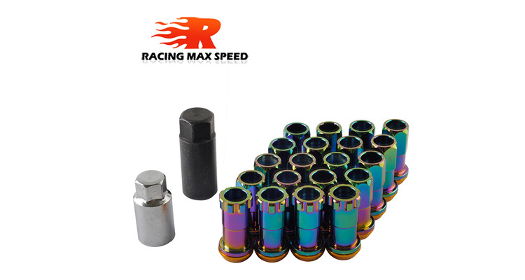 Racing R40 Neo Chrome Steel Lock Anti Theft Wheel Lug Nuts for Honda Toyota Mitsubishi Hyundai Mazda Kia Subaru Suzuk