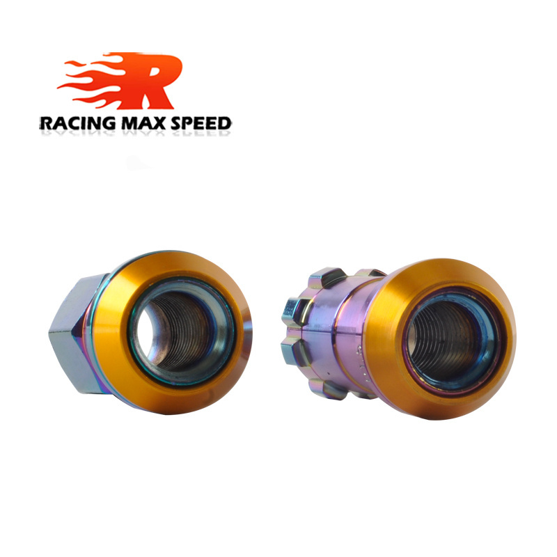 Racing R40 Neo Chrome Steel Lock Anti Theft Wheel Lug Nuts for Honda Toyota Mitsubishi Hyundai Mazda Kia Subaru Suzuk